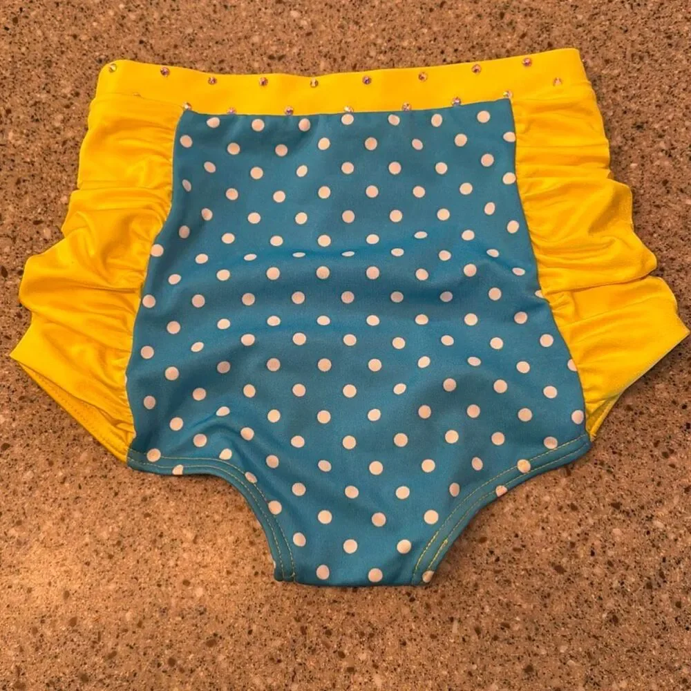 WEISSMAN Dive In The Pool Retro Two Piece Dance Costume Rhinestones Added
